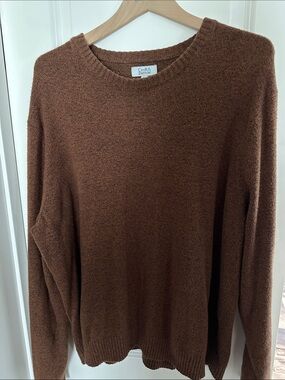 Croft & Barrow Brown Fuzzy Crewneck Sweater